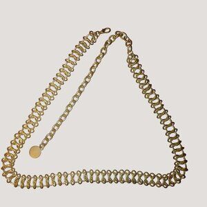 Unique Metal Chain Link Belt Vintage Gold Tone Round Adjustable Dress Purse